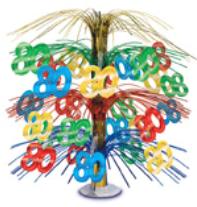 80th Birthday Cascade Centerpiece, 18 Inches