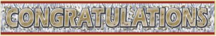 8"X5' MET. CONGRATS BANNER W/GOLD LETTER