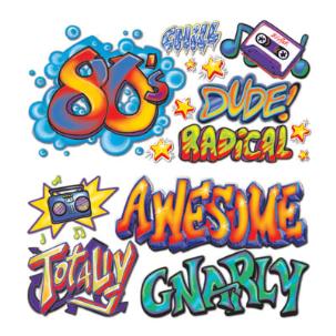 80s Graffiti Party Props, 15 Pieces