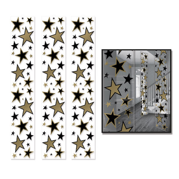 Black & Gold Star Party Panels, 3 Pack