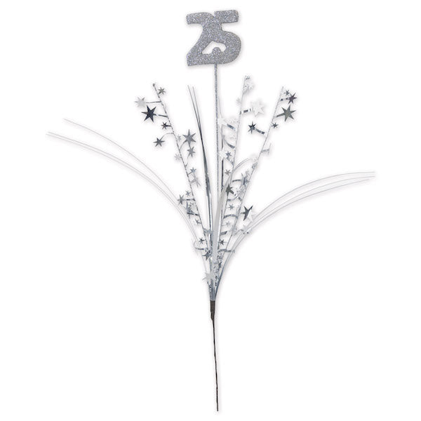 Glittered "25" Metallic Star Spray, 1 Count