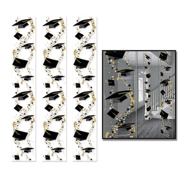 Grad Caps Graduation Party Panels, 3 Pack