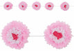 Pink and White Tissue Flower Garland with 5 Flowers