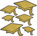 Glittered Foil Graduation Cap Cutouts, Double-Sided