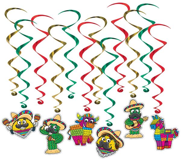 Fiesta Whirls Hanging Decorations, 12 Pack