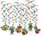 Fiesta Whirls Hanging Decorations, 12 Pack