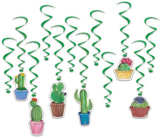 Cactus Whirls Hanging Decorations, 12 Count
