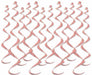 Rose Gold Metallic Whirls Hanging Decorations, 12 Pack