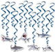 Shark Whirls Hanging Party Decorations, 12-Pack
