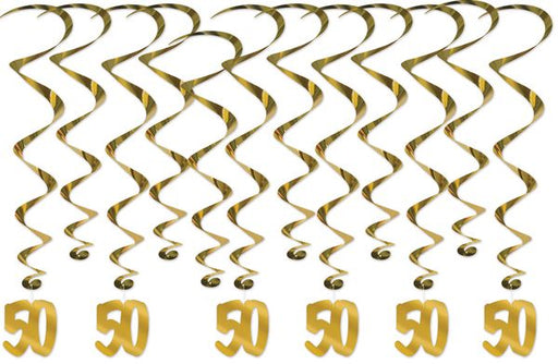50th Anniversary Whirls Hanging Decorations, 12 Count