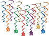 30th Birthday Hanging Whirls, 12 Pack
