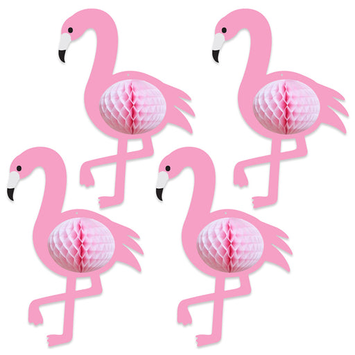 Tissue Flamingo Decorations, 4 Pack