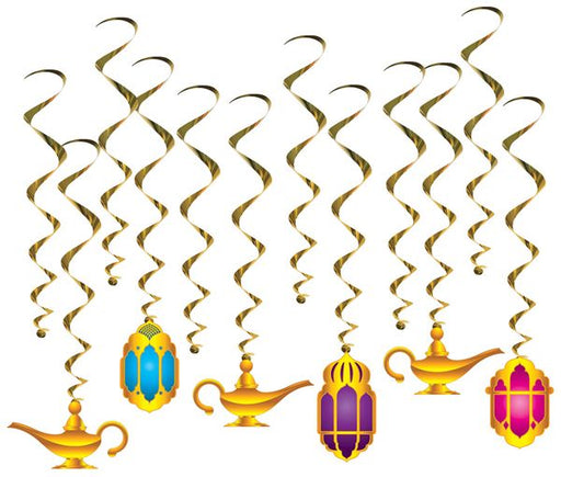 Lantern & Lamp Hanging Whirl Decorations, 12 Pack