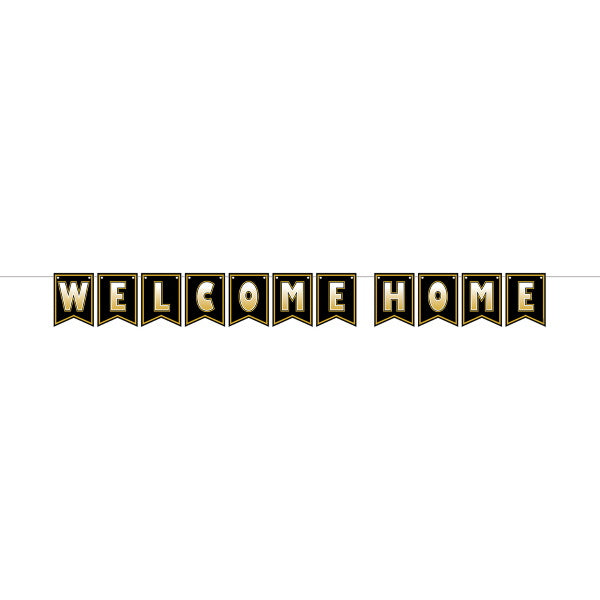 Black & Gold Welcome Home Streamer, 6" x 7'