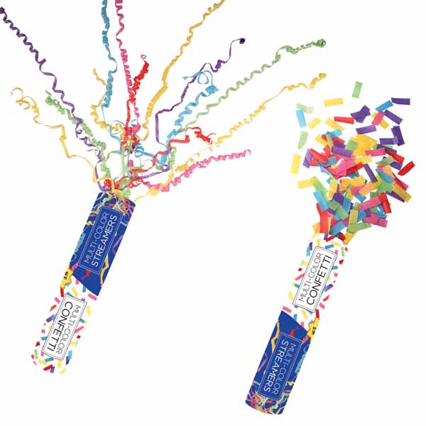 CONFETTI & STREAMER TUBES 9.75" 5/PKG