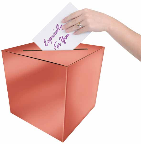 Rose Gold Foil Card Box, 9 x 9 Inches