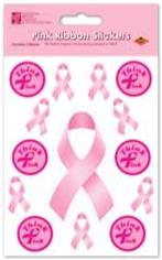 Pink Ribbon Stickers, 4 Sheets per Pack