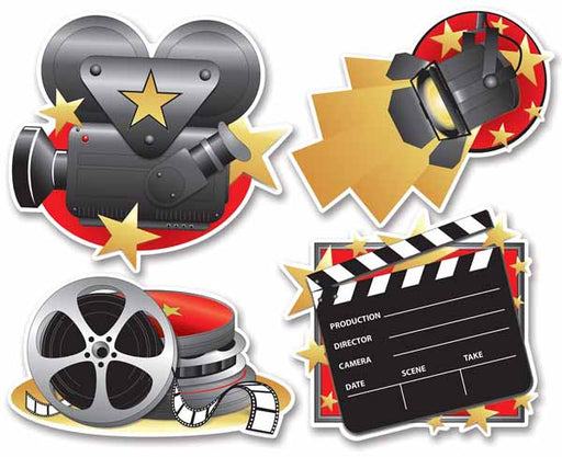 Découpes de décor de film double face, paquet de 4