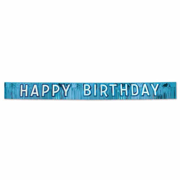 METALLIC HBD FRINGE BANNER BLUE 10"X9'