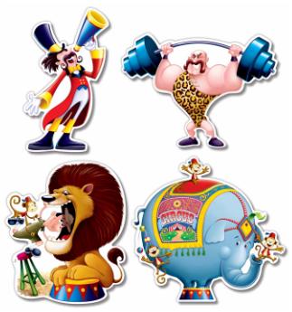 14-Inch Circus Cutouts, 4-Pack