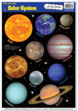 SOLAR SYSTEM PEEL 'N PLACE 12" X 17" SHET