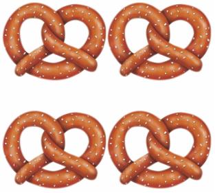 Double-Sided Pretzel Cutouts for Oktoberfest, 4-Pack