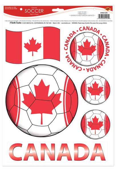 Canada Soccer Peel 'N Place Decorations, 6 per Sheet