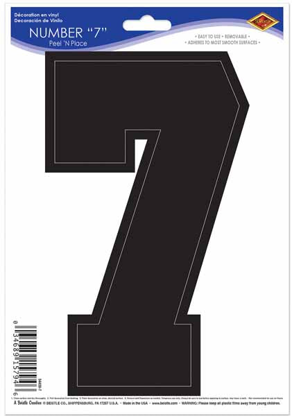 Black Number 7 Peel N Place Decoration