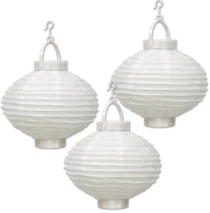 LIGHT UP PAPER LANTERN WHITE 3/PK