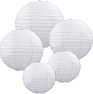PAPER LANTERN WHITE ASST SIZES 5/PKG