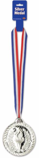 Silver 4-Inch Award Medal with 30-Inch Ribbon