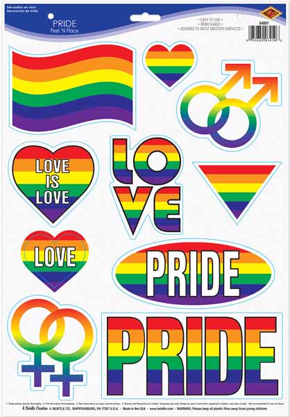 Pride Peel 'N Place Decorations, 10 per Sheet