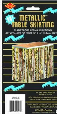 Gold Metallic Table Skirt, 30 Inches x 14 Feet