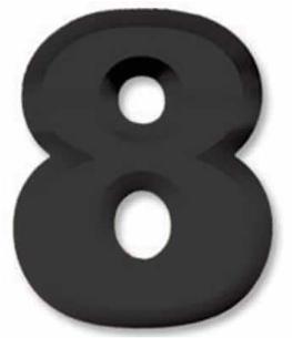 Black Plastic 3D Number 8 Decoration, 11 Inch