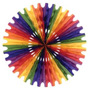 25-Inch Rainbow Tissue Paper Fan Decoration