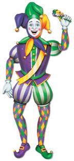 Jointed Mardi Gras Jester Decoration, 38 Inches