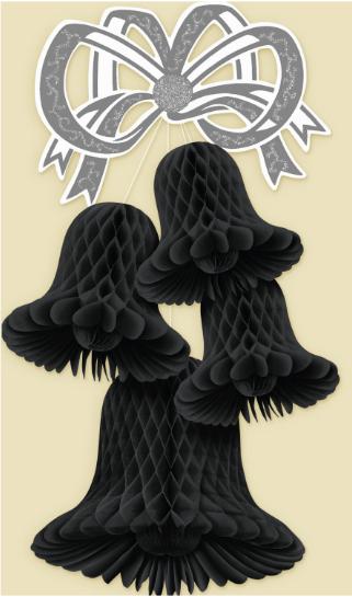 20-Inch Black Bell Cluster Decoration