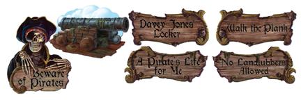 Double-Sided Pirate Cutouts, 4-Pack