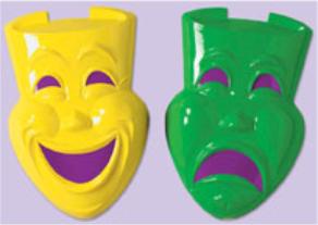 21-Inch Plastic Comedy and Tragedy Faces Decoration