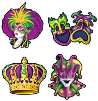 Mardi Gras Cutouts, 4 Pack