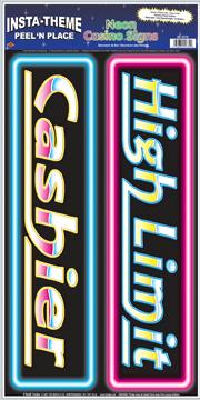 Neon Casino Signs Peel 'N Place Decorations