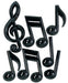 13" PLASTIC MUSICAL NOTES 7/PKG BLACK