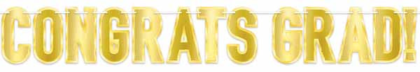 CONGRATS GRAD! GOLD STREAMER 7"X5'3"