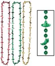 FIESTA BEADS 33" 6/CD RED GOLD GREEN