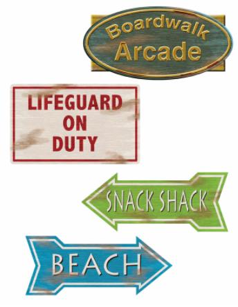 BEACH SIGN CUTOUTS 14" (4/PACK)