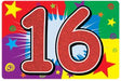 Glittered Number 16 Birthday Sign, 10 x 15 Inches