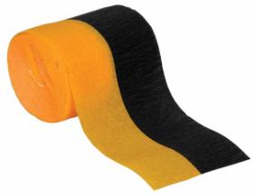 Black & Golden Yellow Crepe Streamer, 2½ Inches Wide