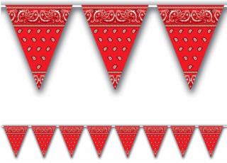 Red Bandana Pennant Banner, 11 Inches x 12 Feet
