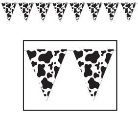 Cow Print Pennant Banner, 10 Inches x 12 Feet