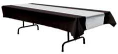 Black & Silver Plastic Table Cover